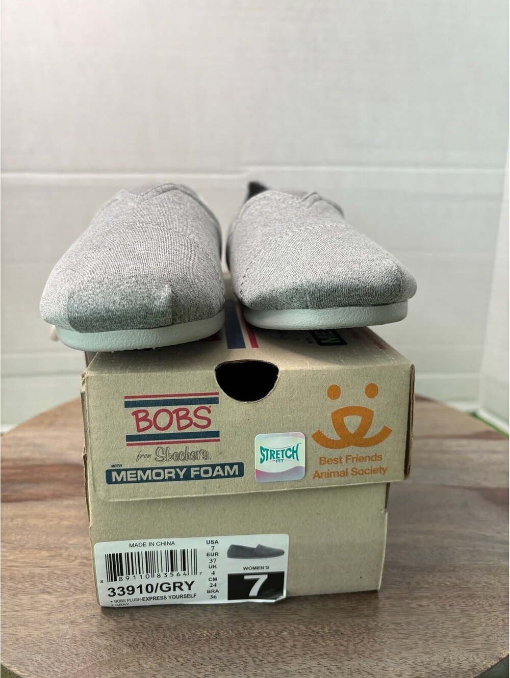 BOBS from Skechers Women's Memory Foam Gray Slip-On Shoes Size 7